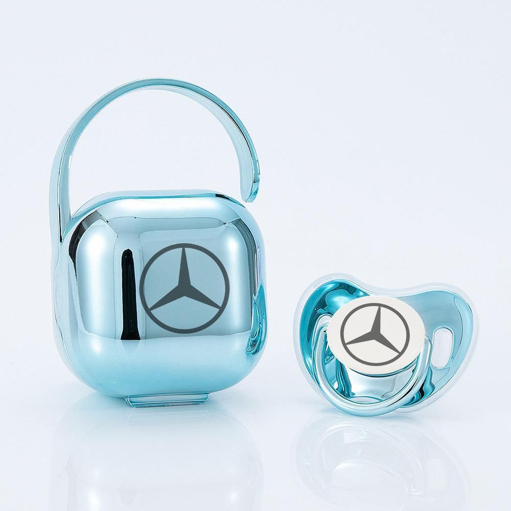 Premium Baby Schnuller Mercedes-Benz türkis mit Aufbewahrungsbox & Geschenkbox