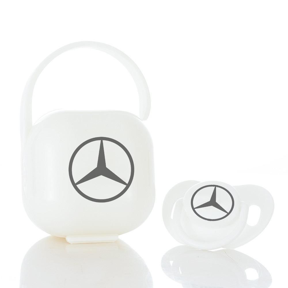 Premium Baby Schnuller Mercedes-Benz weiß mit Aufbewahrungsbox & Geschenkbox