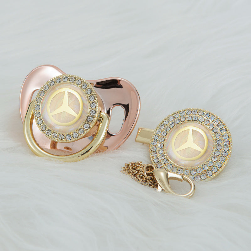 Premium Baby Schnuller Mercedes-Benz rose-gold mit Clip & Geschenkbox