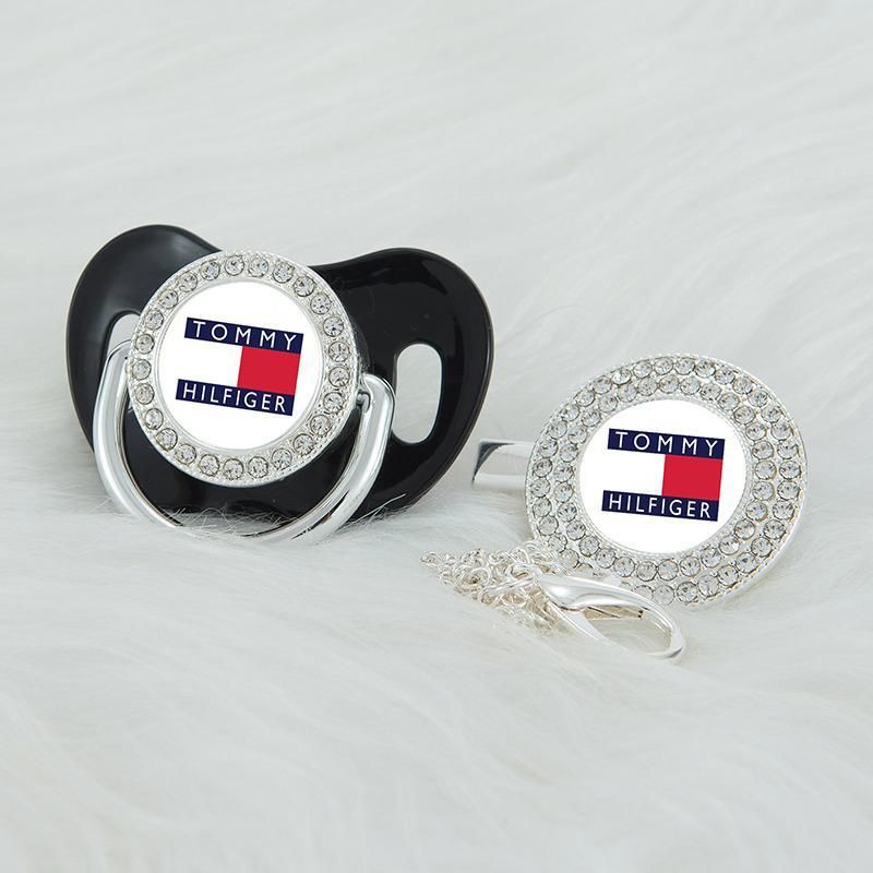Premium Baby Schnuller Tommy Hilfiger schwarz mit Clip & Geschenkbox