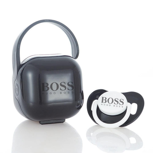 Premium Baby Schnuller Hugo Boss schwarz mit Aufbewahrungsbox & Geschenkbox