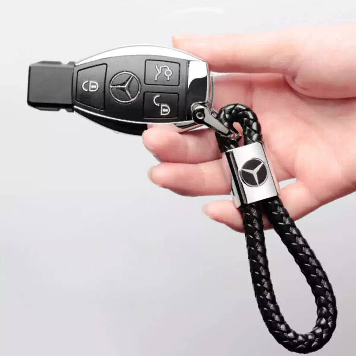 Schlüsselanhänger Für Mercedes Benz Leder Autoschlüssel Anhänger Schwarz leicht
