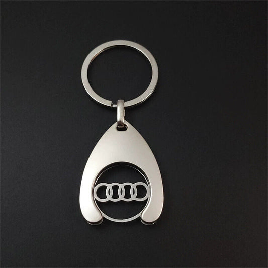 Audi Schlüsselanhänger mit Einkaufswagenchip Sport Keyring Anhänger Chip Silber