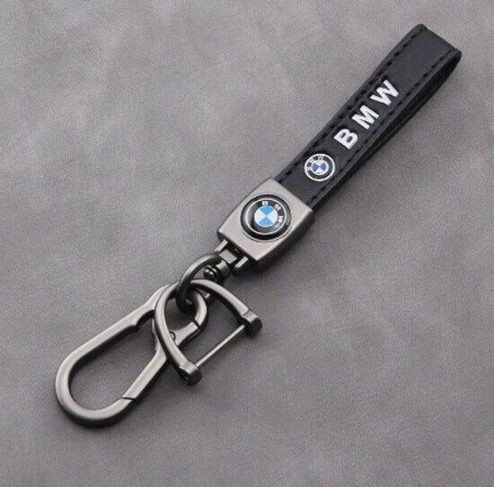 BMW Leder Schlüsselanhänger mit Karabinerhaken aus Metall Anhänger matt BMW Logo
