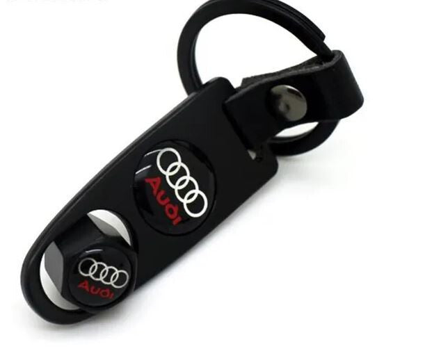 Audi Schlüsselanhänger + 4 Ventilkappen Luftkappen Geschenkset Raddeckel schwarz