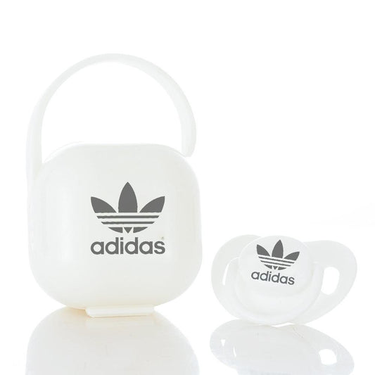 Premium Baby Schnuller adidas weiß mit Aufbewahrungsbox & Geschenkbox