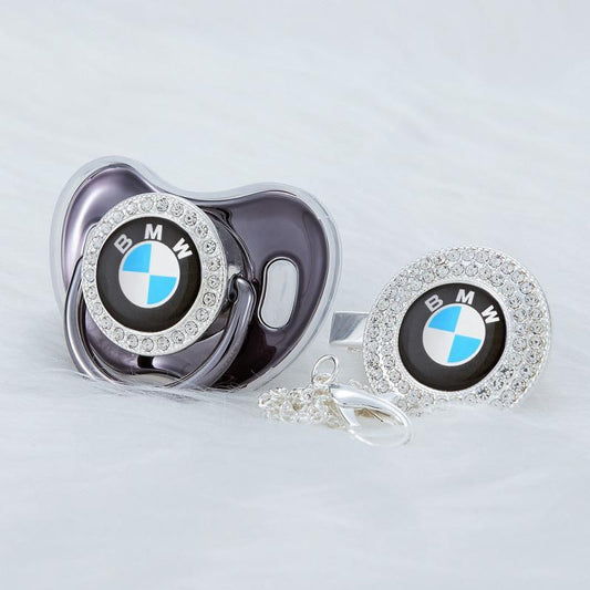 Premium Baby Schnuller BMW violett mit Clip & Geschenkbox
